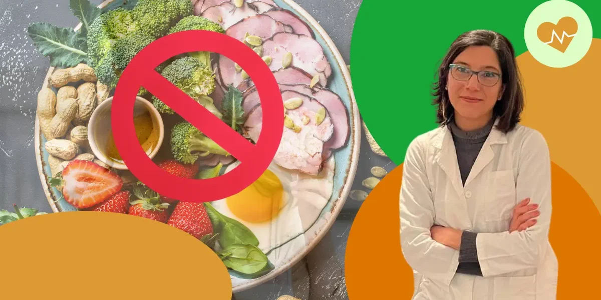 Quando-evitare-la-dieta-chetogenica Divieto su un piatto di alimenti che indica quando evitare la dieta chetogenica
