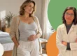 Donna mentre osserva i cambiamenti della pancia in menopausa