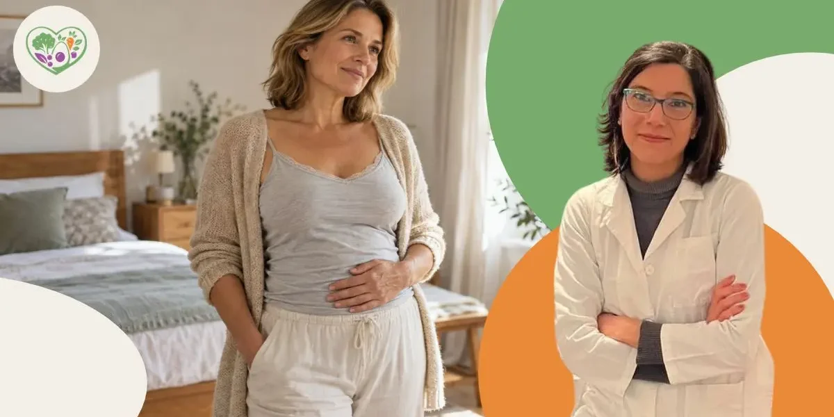 la pancia in menopausa Donna mentre osserva i cambiamenti della pancia in menopausa